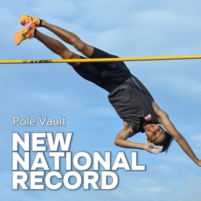 Pole vault athlete Low Jun Yu sets new record at the ASEAN University Games!